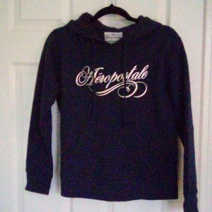 Aeropostale Navy Blue hoodie sweatshirt with drawstring. Size: SM